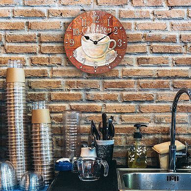 La Crosse Technology 12-in. Round Coffee Décor Analog Quartz Wall Clock