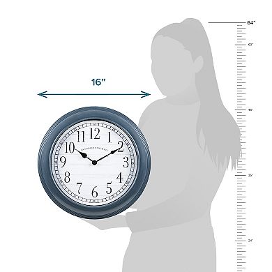 La Crosse Technology 16-in. Everly Gray Quartz Analog Wall Clock