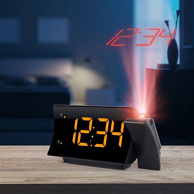 La Crosse Technology Curved LED Projection Alarm Clock with Radio