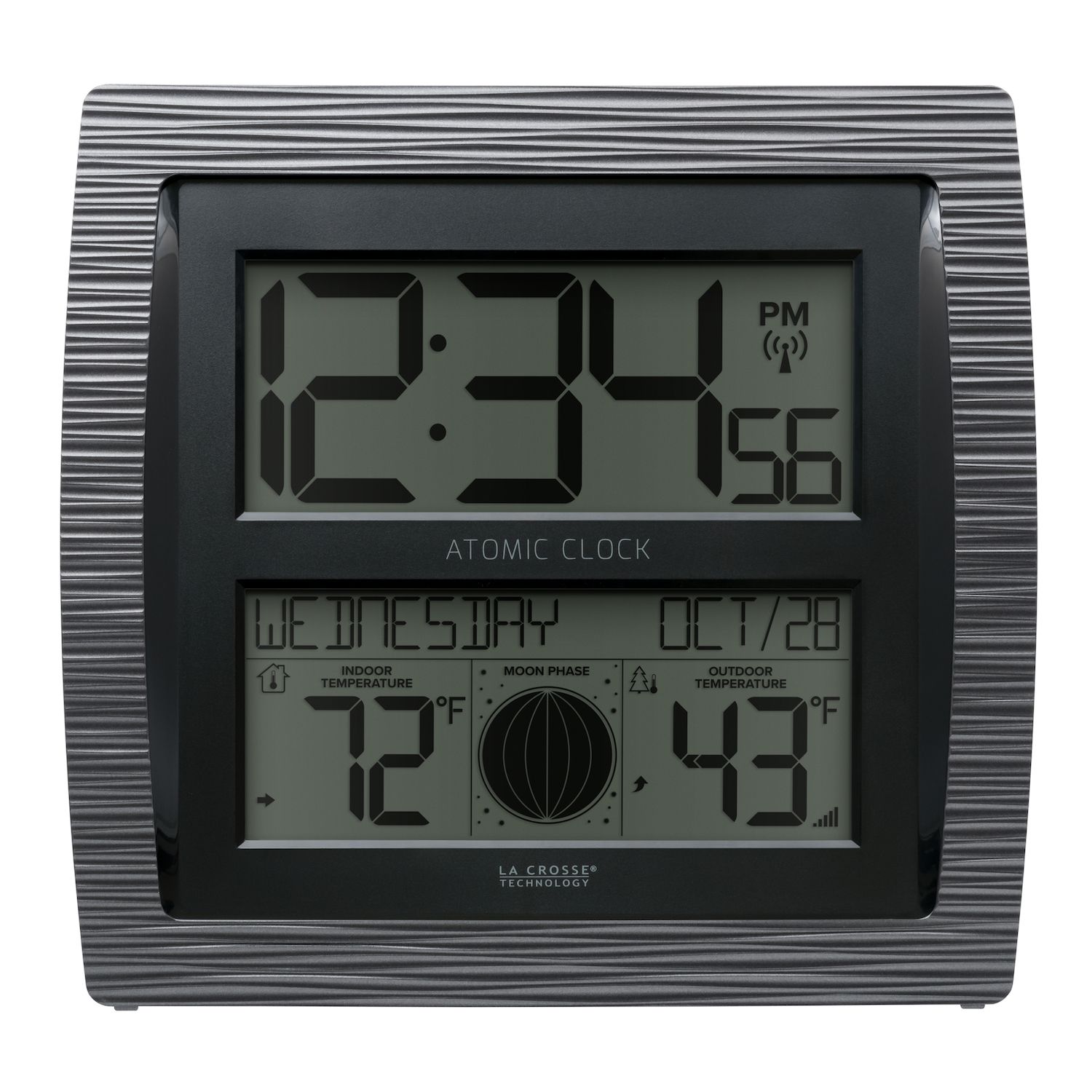 La Crosse Technology Atomic Clock With Outdoor Temperature & Moon Phase (Cherry Finish) + Outdoor Sensor Weather Shield Bundle