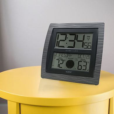 La Crosse Technology Curved Atomic Digital Clock with Temperature & Moon Phase