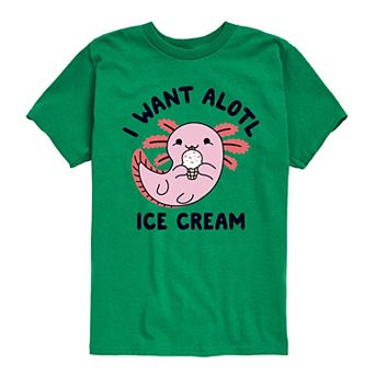 Boys 8-20 I Want Alotl Ice Cream Graphic Tee