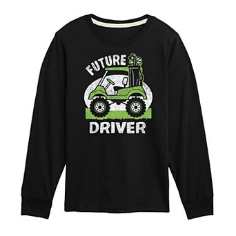 Boys 8-20 "Future Driver" Golf Cart Long Sleeve Graphic Tee