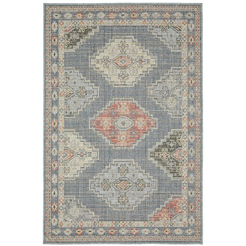StyleHaven Calla Southwest Traditional Blue Salmon Indoor Outdoor Area Rug, 8X10 Ft