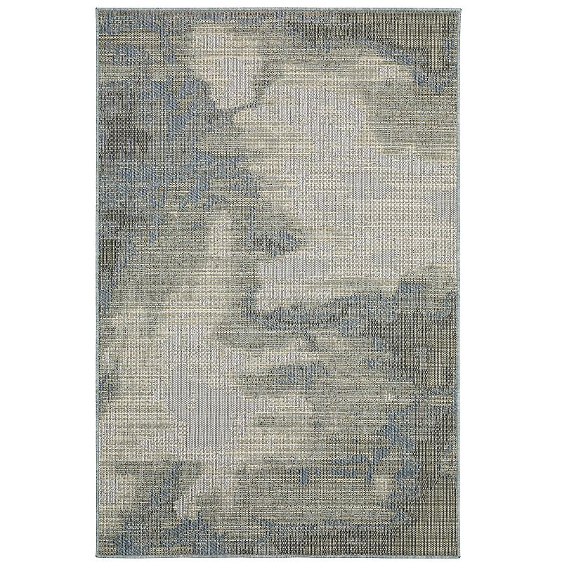 StyleHaven Calla Marbled Abstract Gray Blue Indoor Outdoor Area Rug, Grey, 8X10 Ft