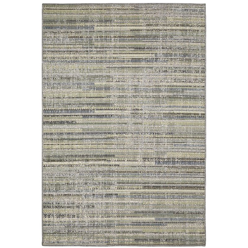 StyleHaven Calla Modern Distressed Stripe Blue Green Indoor Outdoor Area Rug, Red, 10X13 Ft