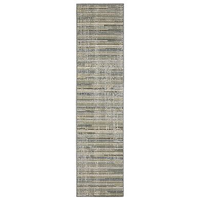 StyleHaven Calla Modern Distressed Stripe Blue Green Indoor Outdoor Area Rug