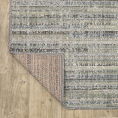 StyleHaven Calla Modern Distressed Stripe Blue Green Indoor Outdoor Area Rug