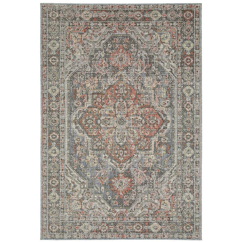StyleHaven Calla Center Medallion Gray Multi Indoor Outdoor Area Rug, Grey, 8X10 Ft