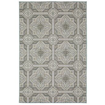 StyleHaven Calla Moroccan Trellis Gray Blue Indoor Outdoor Area Rug