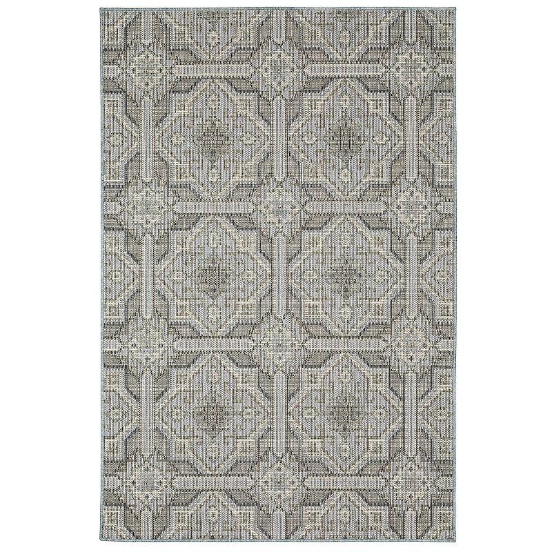 StyleHaven Calla Moroccan Trellis Gray Blue Indoor Outdoor Area Rug, Grey, 5X7 Ft