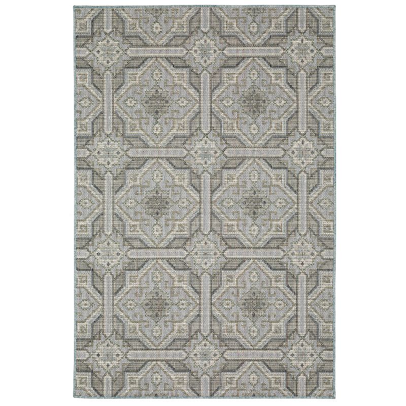 StyleHaven Calla Moroccan Trellis Gray Blue Indoor Outdoor Area Rug, 10X13 Ft