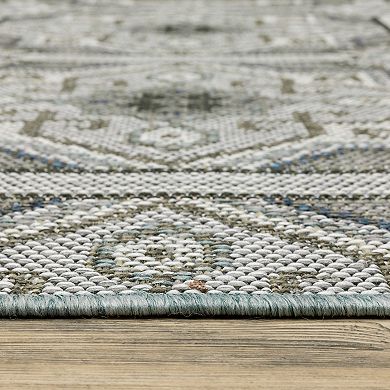 StyleHaven Calla Moroccan Trellis Gray Blue Indoor Outdoor Area Rug