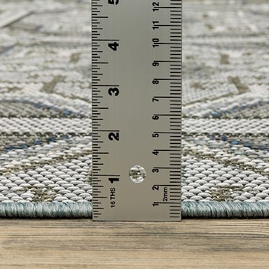 StyleHaven Calla Moroccan Trellis Gray Blue Indoor Outdoor Area Rug