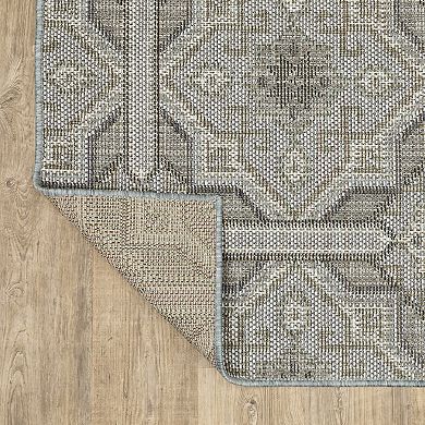 StyleHaven Calla Moroccan Trellis Gray Blue Indoor Outdoor Area Rug