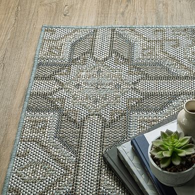 StyleHaven Calla Moroccan Trellis Gray Blue Indoor Outdoor Area Rug