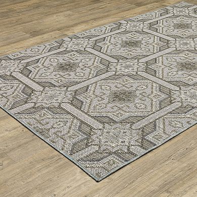 StyleHaven Calla Moroccan Trellis Gray Blue Indoor Outdoor Area Rug