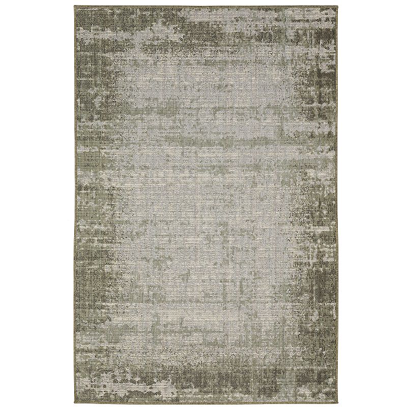 StyleHaven Calla Faded Abstract Green Ivory Indoor Outdoor Area Rug, White, 10X13 Ft