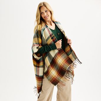Women's Sonoma Goods For Life® Plaid Button Closure Topper