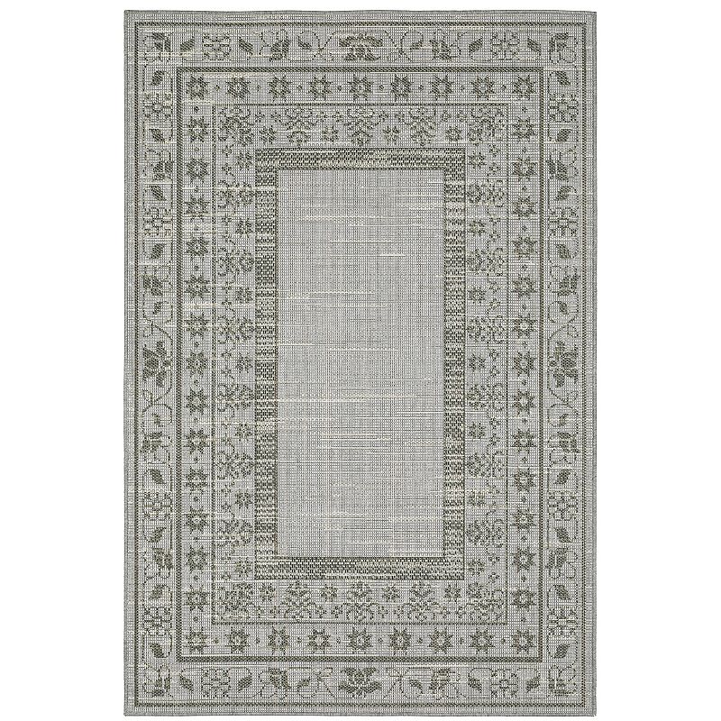 StyleHaven Calla Casual Border Beige Gray Indoor Outdoor Area Rug, White, 10X13 Ft