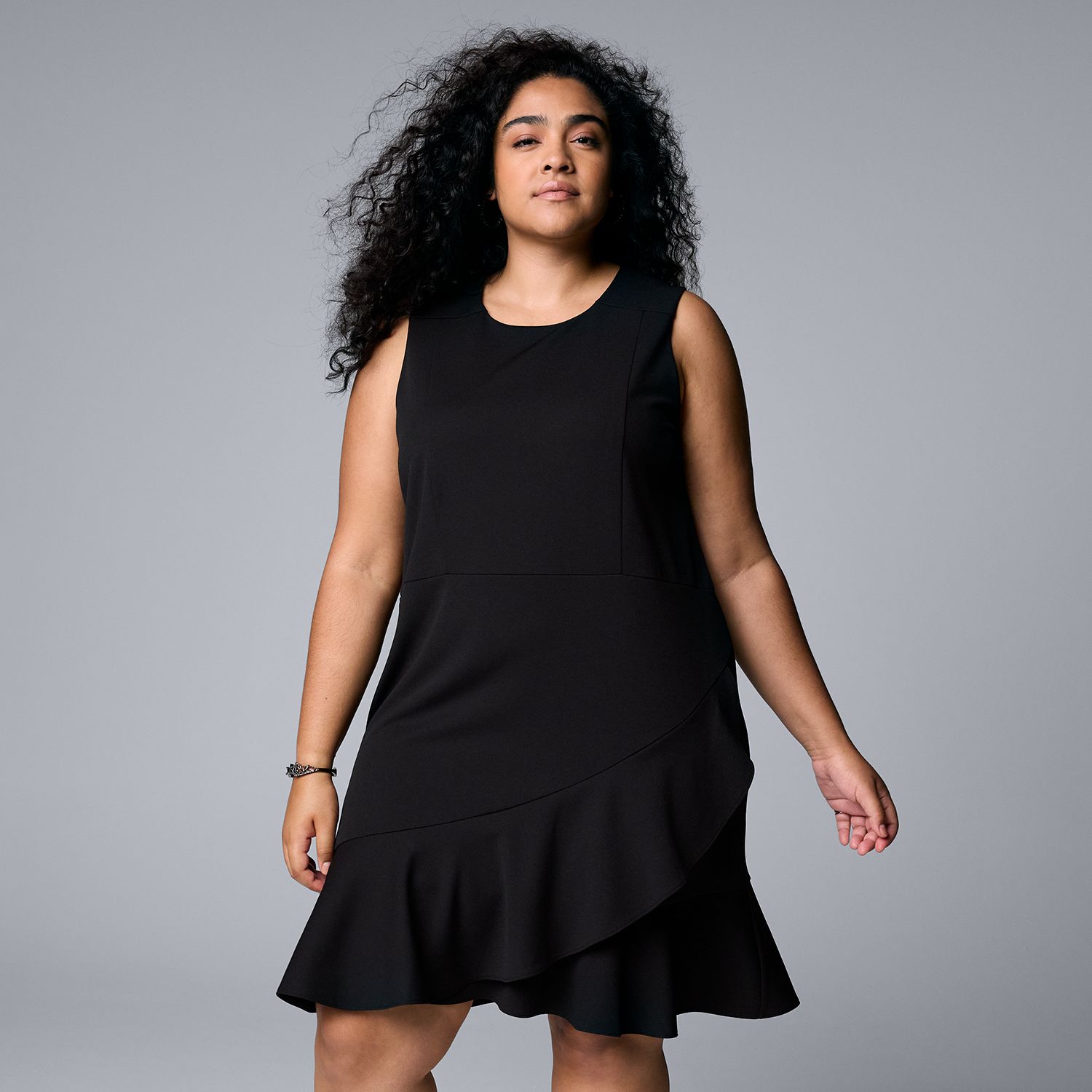 Plus Size Simply Vera Vera Wang Ruffle Hem Cocktail Dress