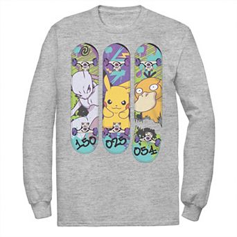 Big & Tall Pokemon Mewtwo Pikachu Psyduck Long Sleeve Tee
