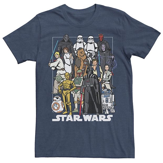 Big Tall Star Wars Movie Characters Color Draws Tee