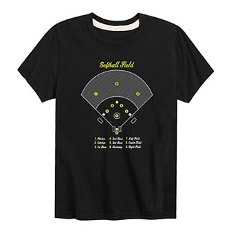 Boys 8-20 Softball Field Diagram Graphic Tee