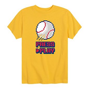 Boys 8-20 Baseball Video Game Press Play Graphic Tee