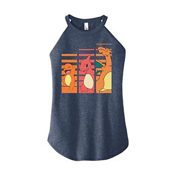 Juniors' Nintendo Pokemon Charmander's Evolution High Neck Graphic Tank Top