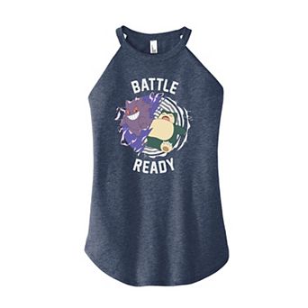 Juniors' Nintendo Pokemon Sleepy Snorlax Shadow Battle High Neck Graphic Tank Top