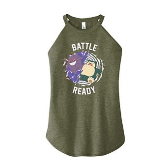 Juniors' Nintendo Pokemon Sleepy Snorlax Shadow Battle High Neck Graphic Tank Top