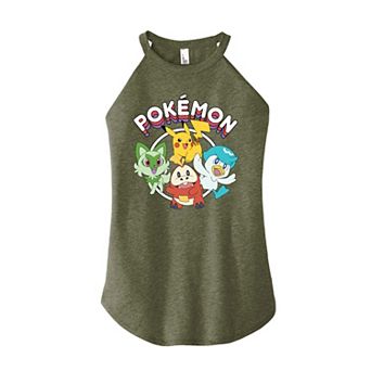 Juniors' Nintendo Pokemon Scarlet And Violet Starters High Neck Graphic Tank Top