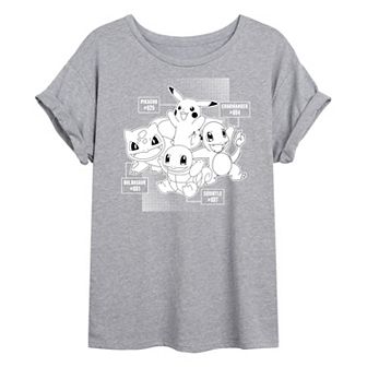 Juniors' Pokemon Labels Oversized Tee