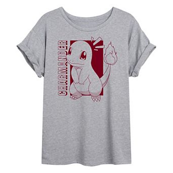 Juniors' Pokemon Charmander Oversized Tee