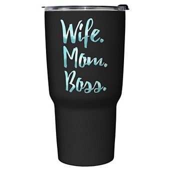Wife Mom Boss Aqua Letters 27-oz. Stainless Steel Travel Mug