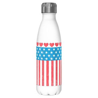USA Flag And Hearts 17-oz. Stainless Steel Water Bottle