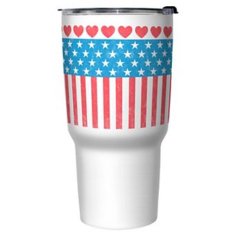USA Flag And Hearts 27-oz. Stainless Steel Travel Mug