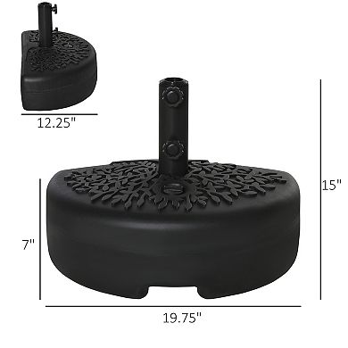 Half Round Umbrella Base Half Patio Umbrella Stand Holder For 1.5", 2" Pole