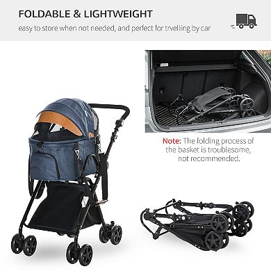Foldable Pet Carrier/removable Bag For Kittens & Puppies W/ Adjust Canopy, Black