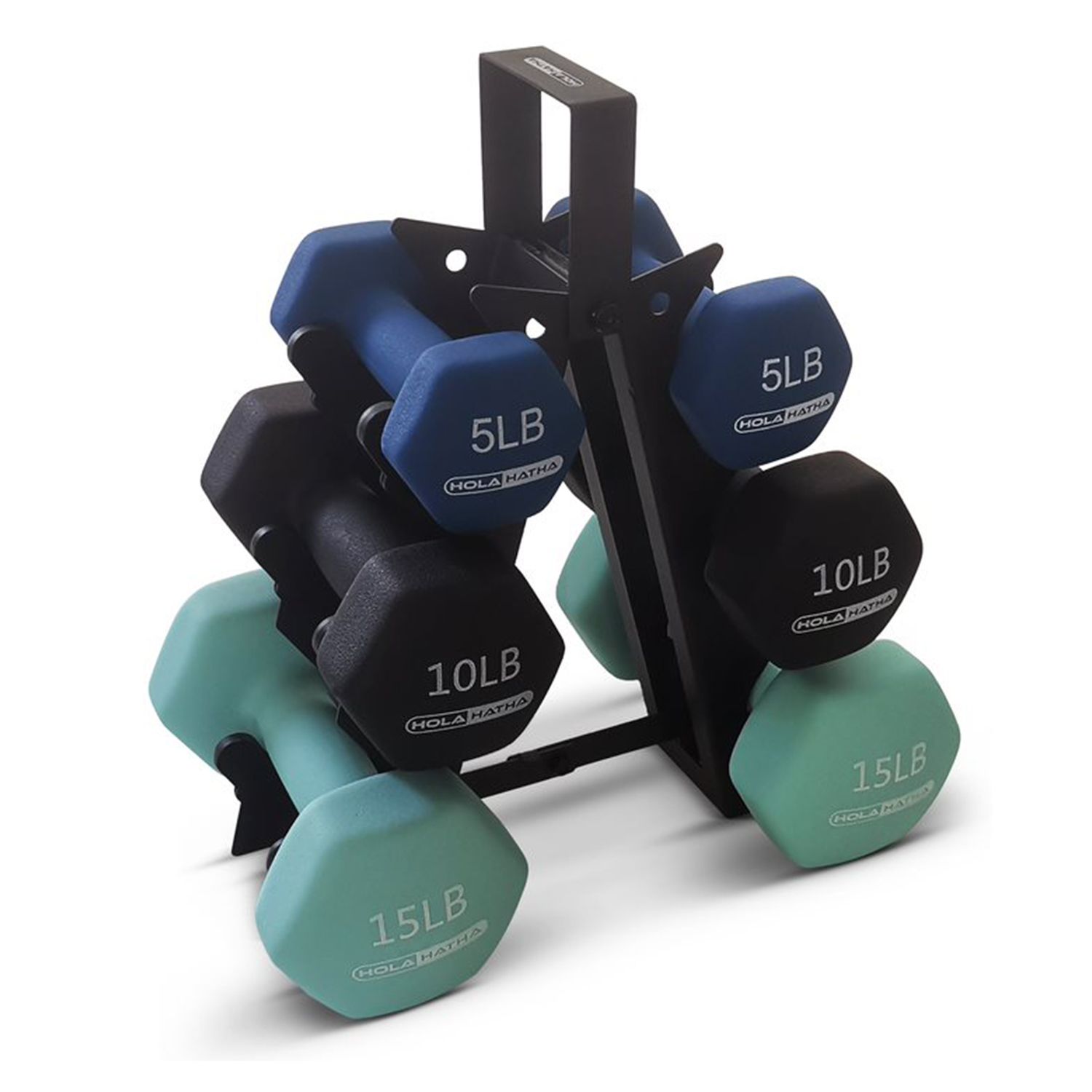 BalanceFrom Fitness 5, 8, and 12 Pound Neoprene Coated Dumbbell Set with  Stand