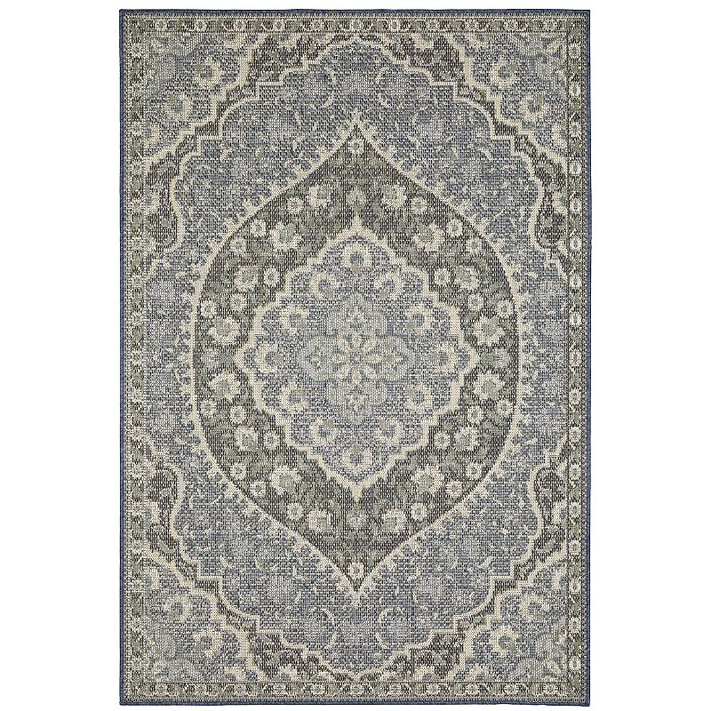 StyleHaven Calla Traditional Medallion Indoor Outdoor Area Rug, Blue, 5X7 Ft