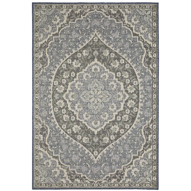 StyleHaven Calla Traditional Medallion Indoor Outdoor Area Rug, Blue, 10X13 Ft