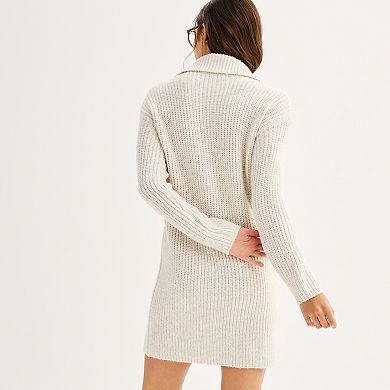 Juniors' SO® Mockneck Quarter Zip Sweater Dress