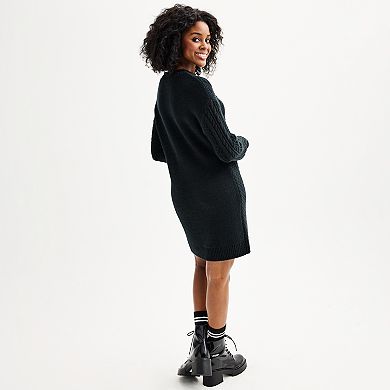 Juniors' SO® Cable Knit Roll Neck Sweater Dress