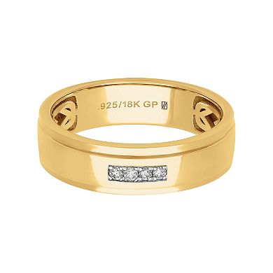 Men's AXL 18k Gold-Plated Silver Diamond Accent Ring