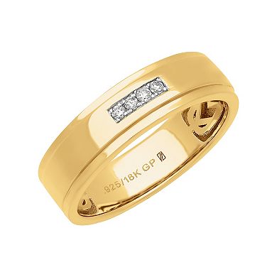 Men's AXL 18k Gold-Plated Silver Diamond Accent Ring