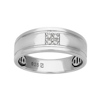Men's AXL Sterling Silver 1/10 Carat T.W. Diamond Ring