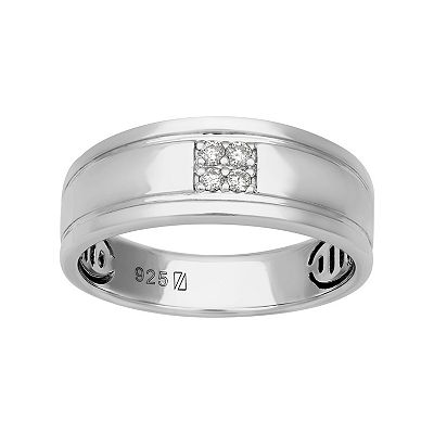 Men's AXL Sterling Silver 1/10 Carat Diamond Ring