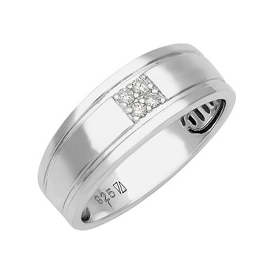 Men's AXL Sterling Silver 1/10 Carat T.W. Diamond Ring